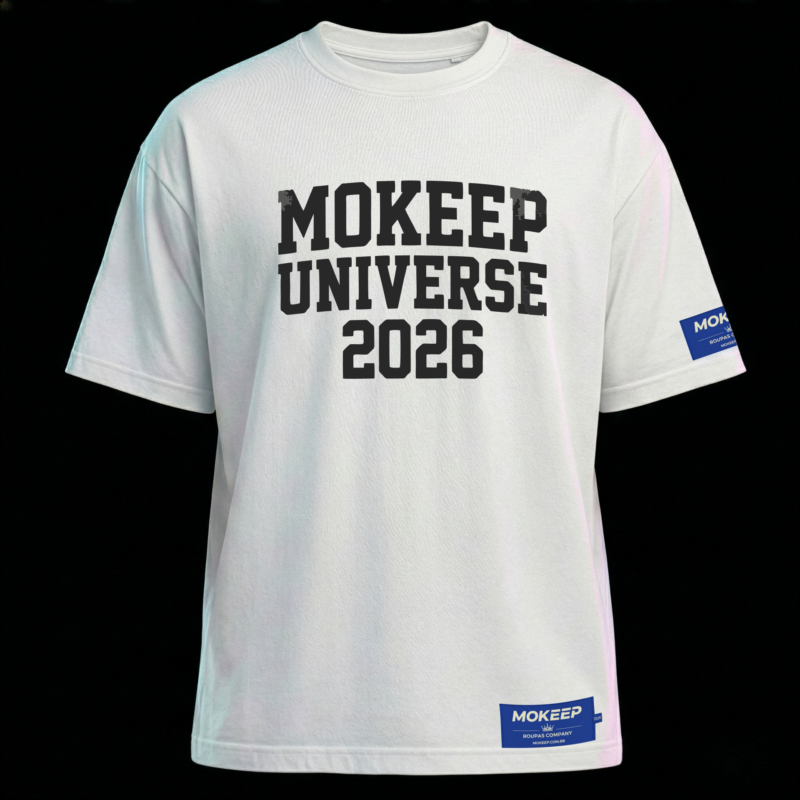 Camiseta Oversized Streetwear MOKEEP - Frente Minimalista Algodão Sustentável